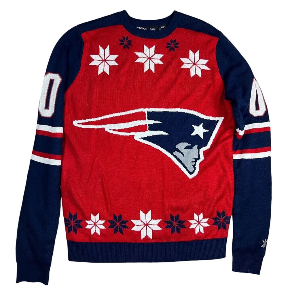New England Patriots Team Jersey NFL Ugly Christmas Crewneck Sweater Adult L